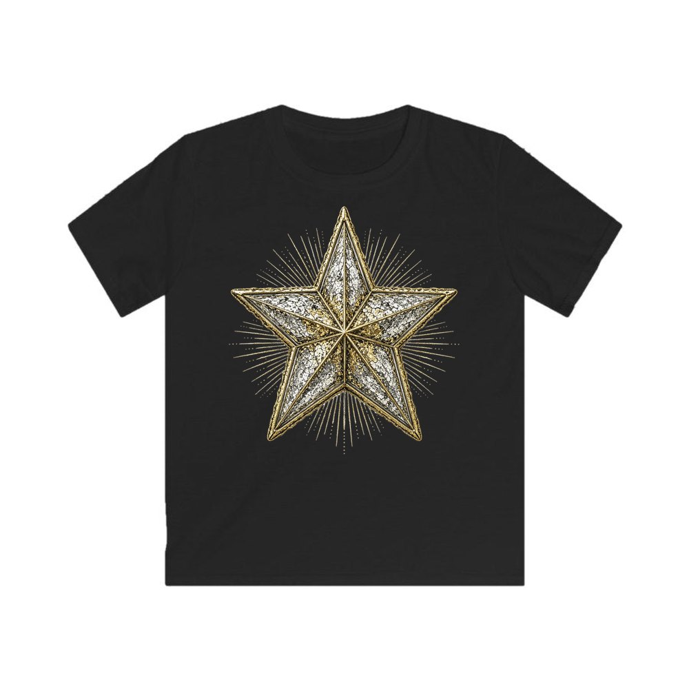 Mercury Glass Star personalised kids Christmas tee in black