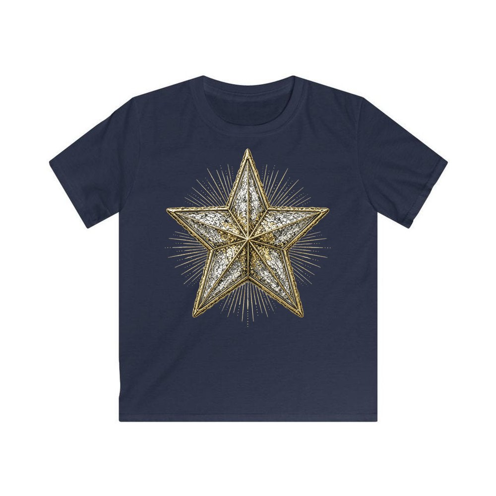 Mercury Glass Star personalised kids Christmas tee in navy