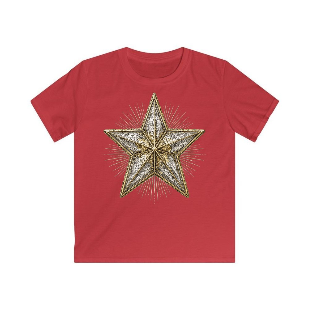 Mercury Glass Star personalised kids Christmas tee in red