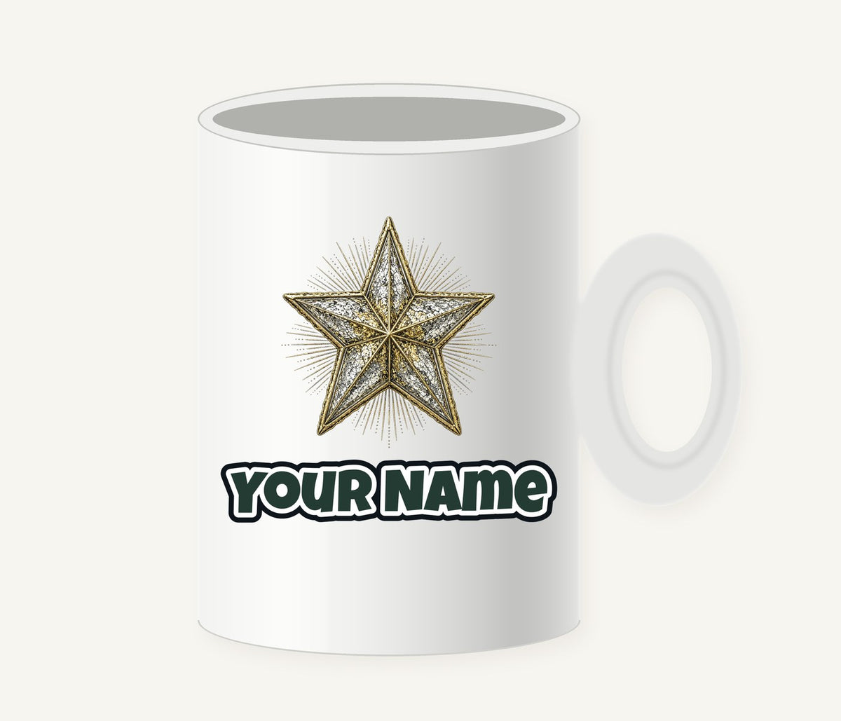 Mercury Glass Star Personalised Christmas Mug