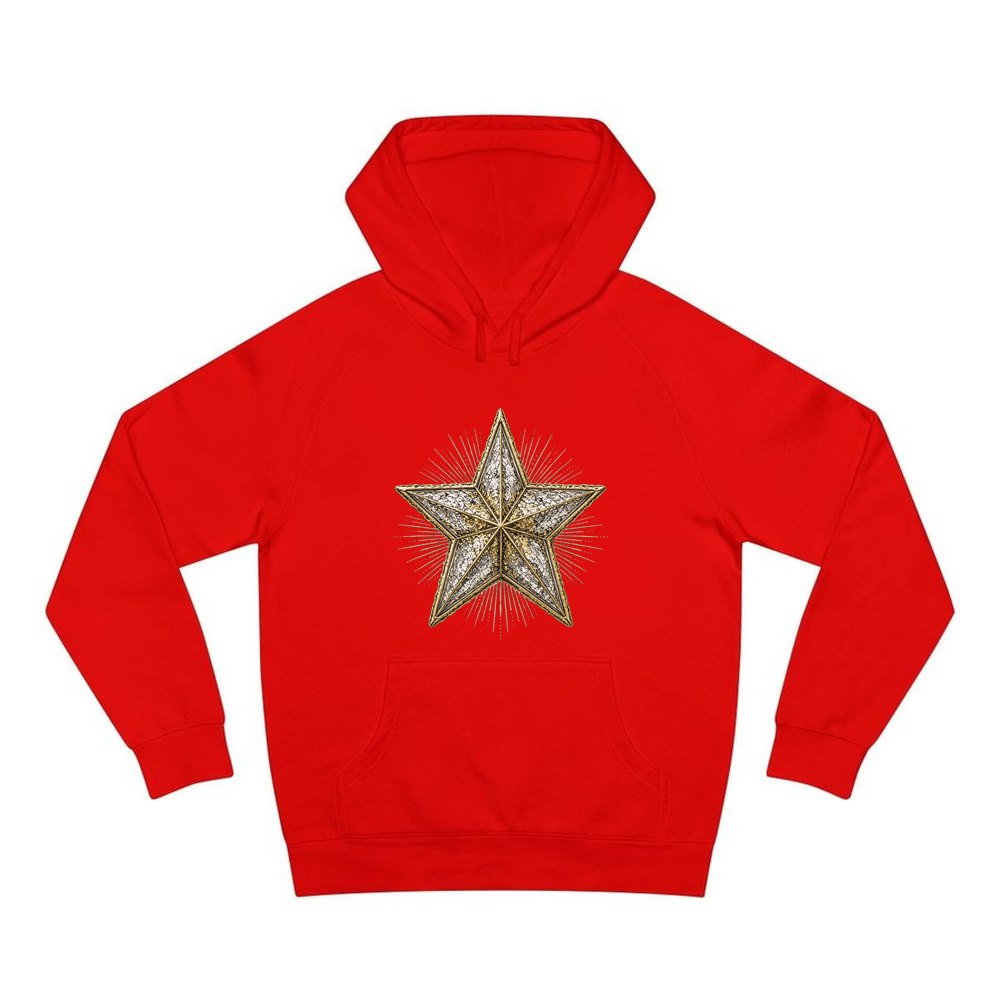 Mercury Glass Star personalised Christmas hoodie in red