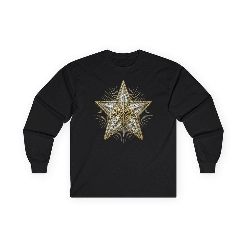 Mercury Glass Star personalised long sleeve Christmas T-shirt in black