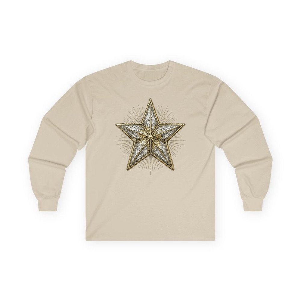 Mercury Glass Star personalised long sleeve Christmas T-shirt in sand