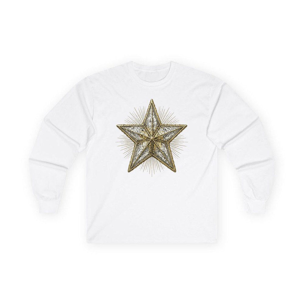 Mercury Glass Star personalised long sleeve Christmas T-shirt in white