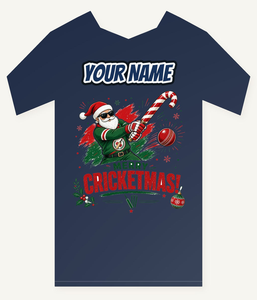 Merry Cricketmas Santa Personalised Kids and Baby Christmas Tee