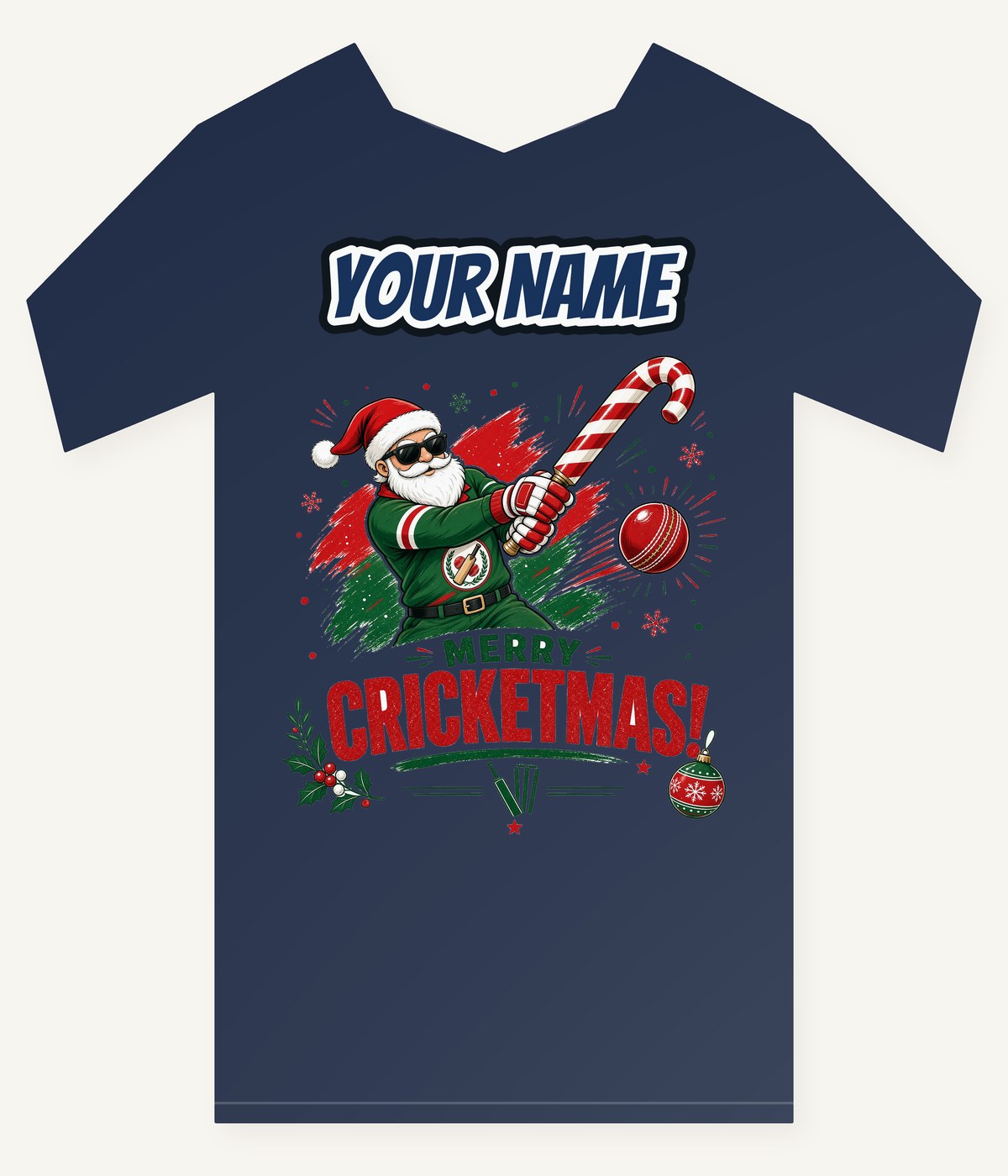 Merry Cricketmas Santa Personalised Kids and Baby Christmas Tee