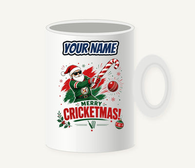Merry Cricketmas Santa Personalised Christmas Mug