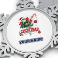 Merry Cricketmas Santa Personalised Pewter Christmas Ornament