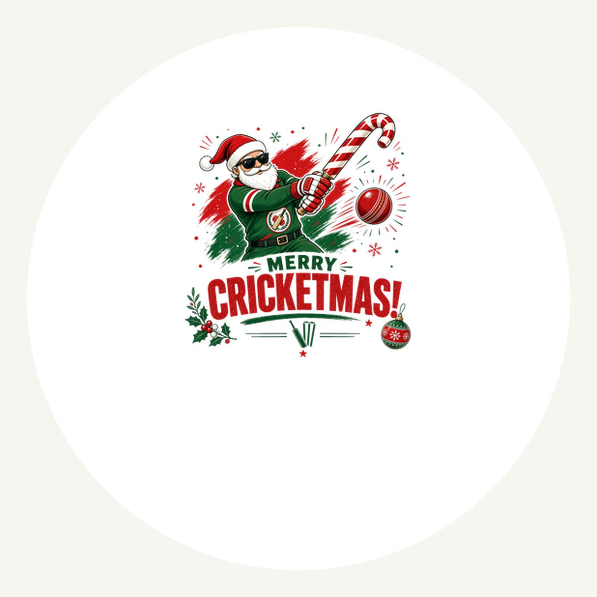 Merry Cricketmas Santa Personalised Pewter Christmas Ornament
