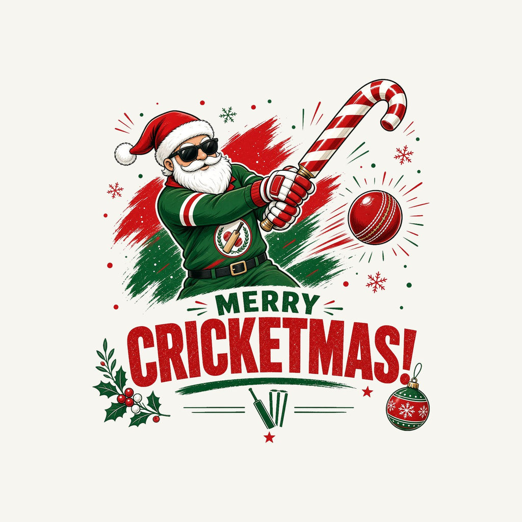 Merry Cricketmas Santa Personalised Christmas T-Shirt and Hoodie