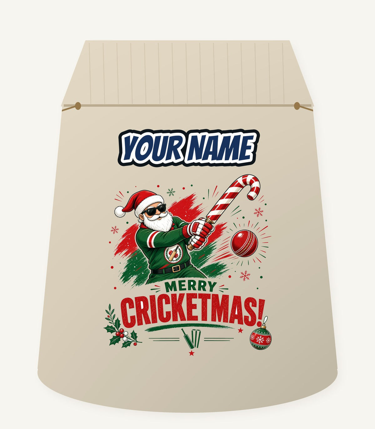 Merry Cricketmas Santa Personalised Santa Sack