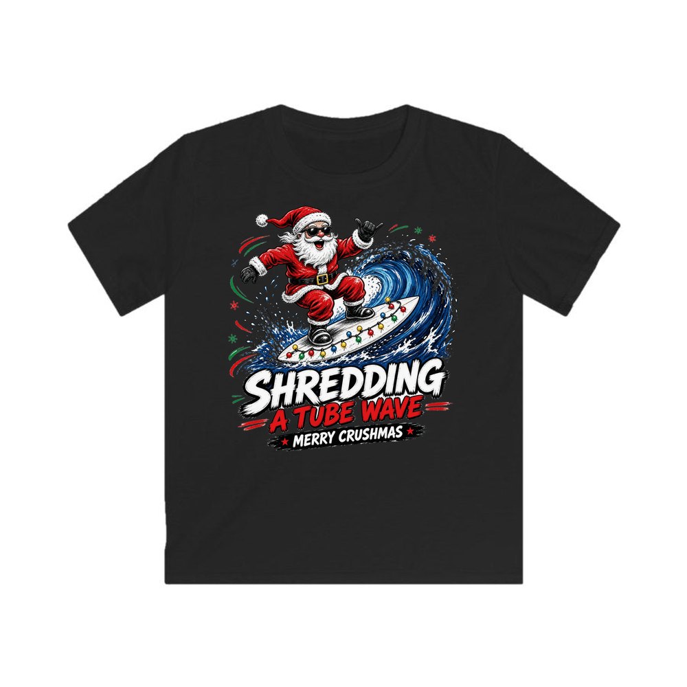 Merry Crushmas personalised kids Christmas tee in black