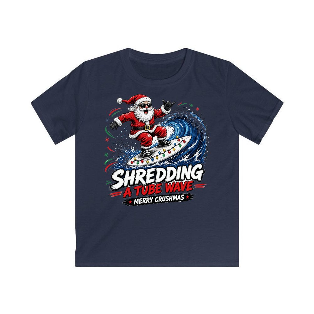 Merry Crushmas personalised kids Christmas tee in navy