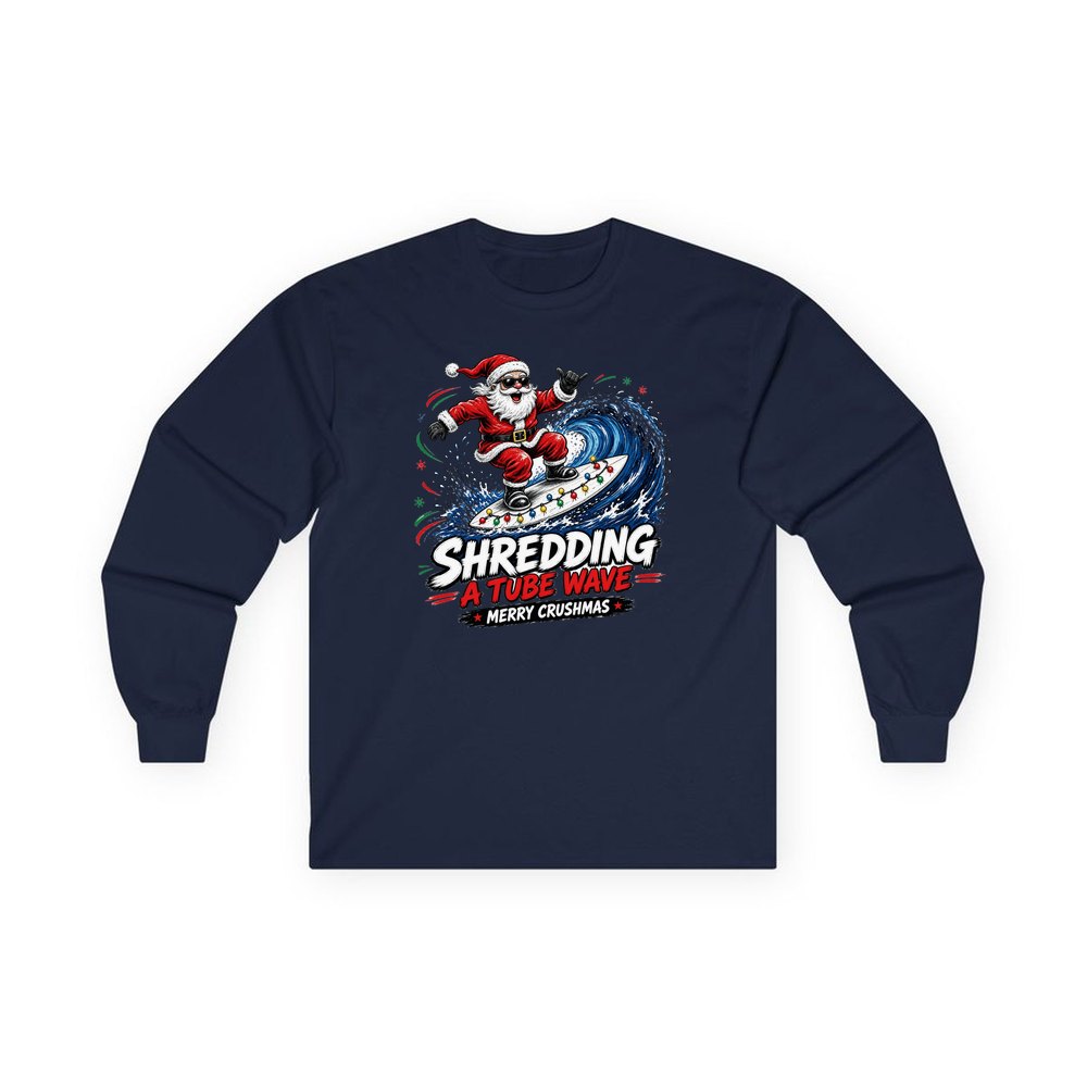 Merry Crushmas personalised long sleeve Christmas T-shirt in navy