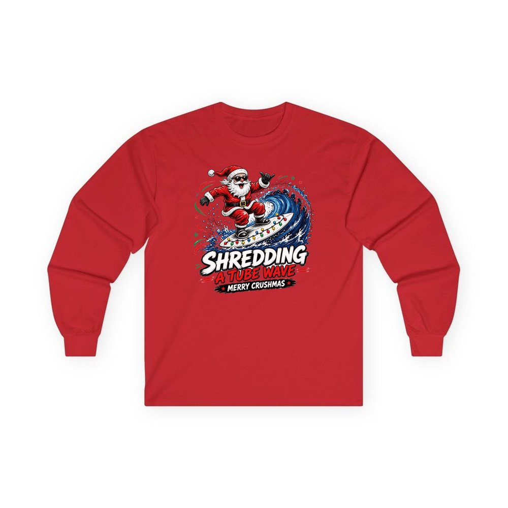 Merry Crushmas personalised long sleeve Christmas T-shirt in red
