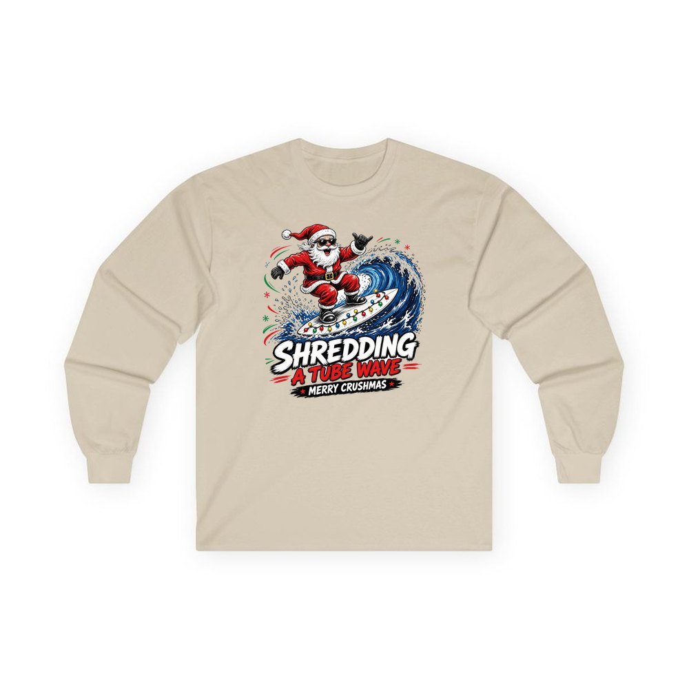 Merry Crushmas personalised long sleeve Christmas T-shirt in sand