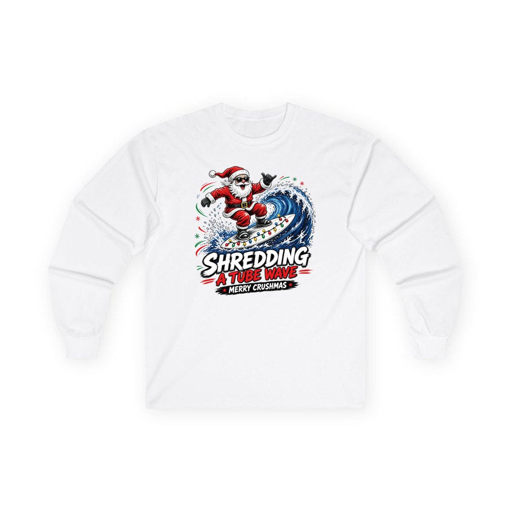 Merry Crushmas personalised long sleeve Christmas T-shirt in white