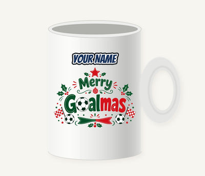 Merry Goalmas Soccer Personalised Christmas Mug