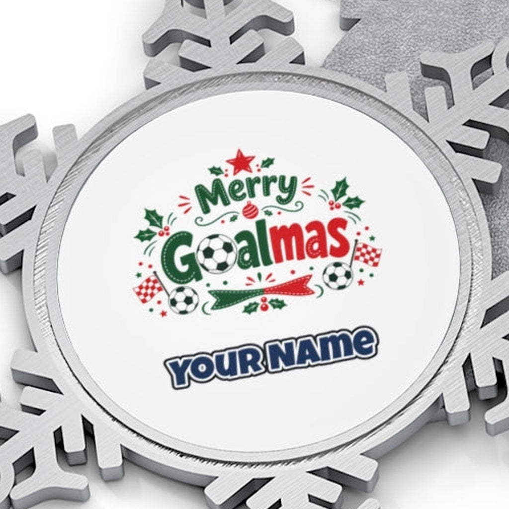 Merry Goalmas Soccer Personalised Pewter Christmas Ornament