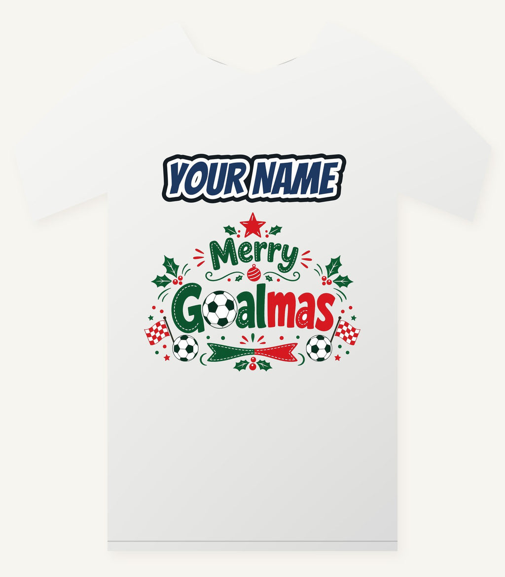Merry Goalmas Soccer Personalised Christmas T-Shirt and Hoodie