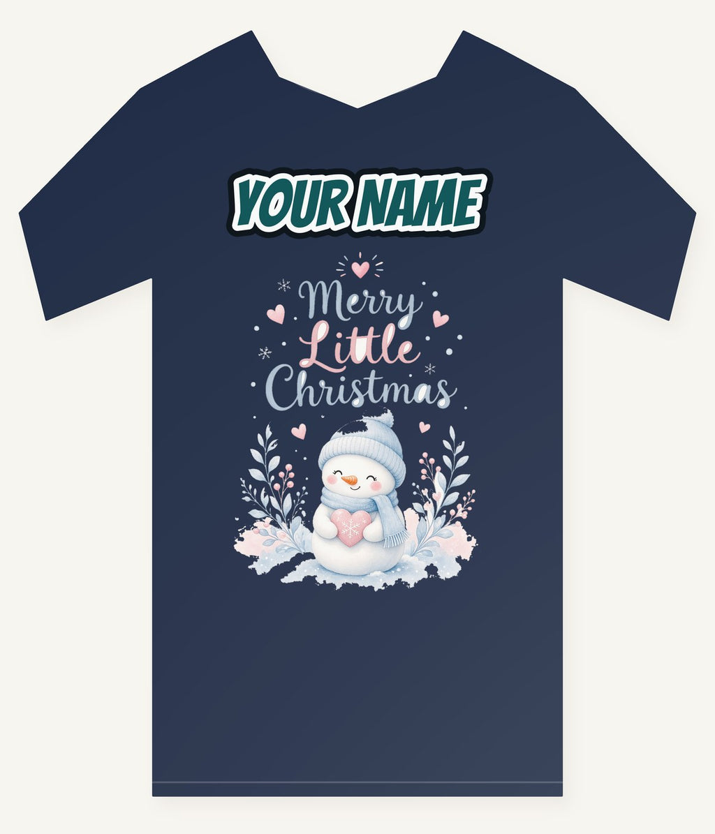Merry Little Snowman Heart Personalised Kids and Baby Christmas Tee