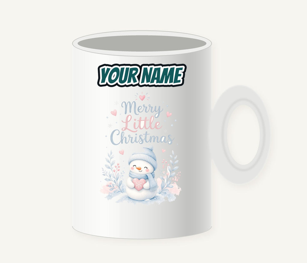 Merry Little Snowman Heart Personalised Christmas Mug