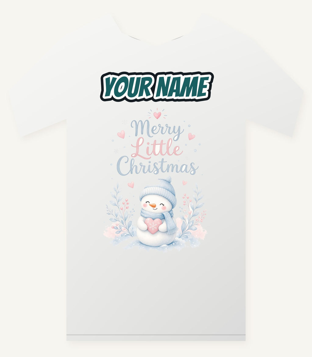 Merry Little Snowman Heart Personalised Christmas T-Shirt and Hoodie