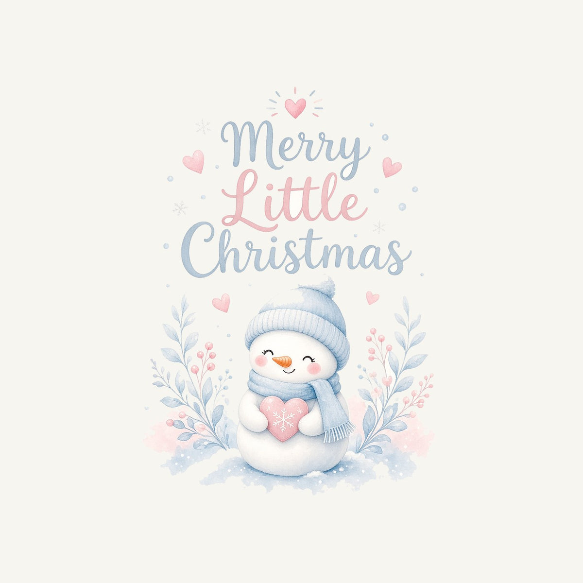 Merry Little Snowman Heart Personalised Christmas T-Shirt and Hoodie