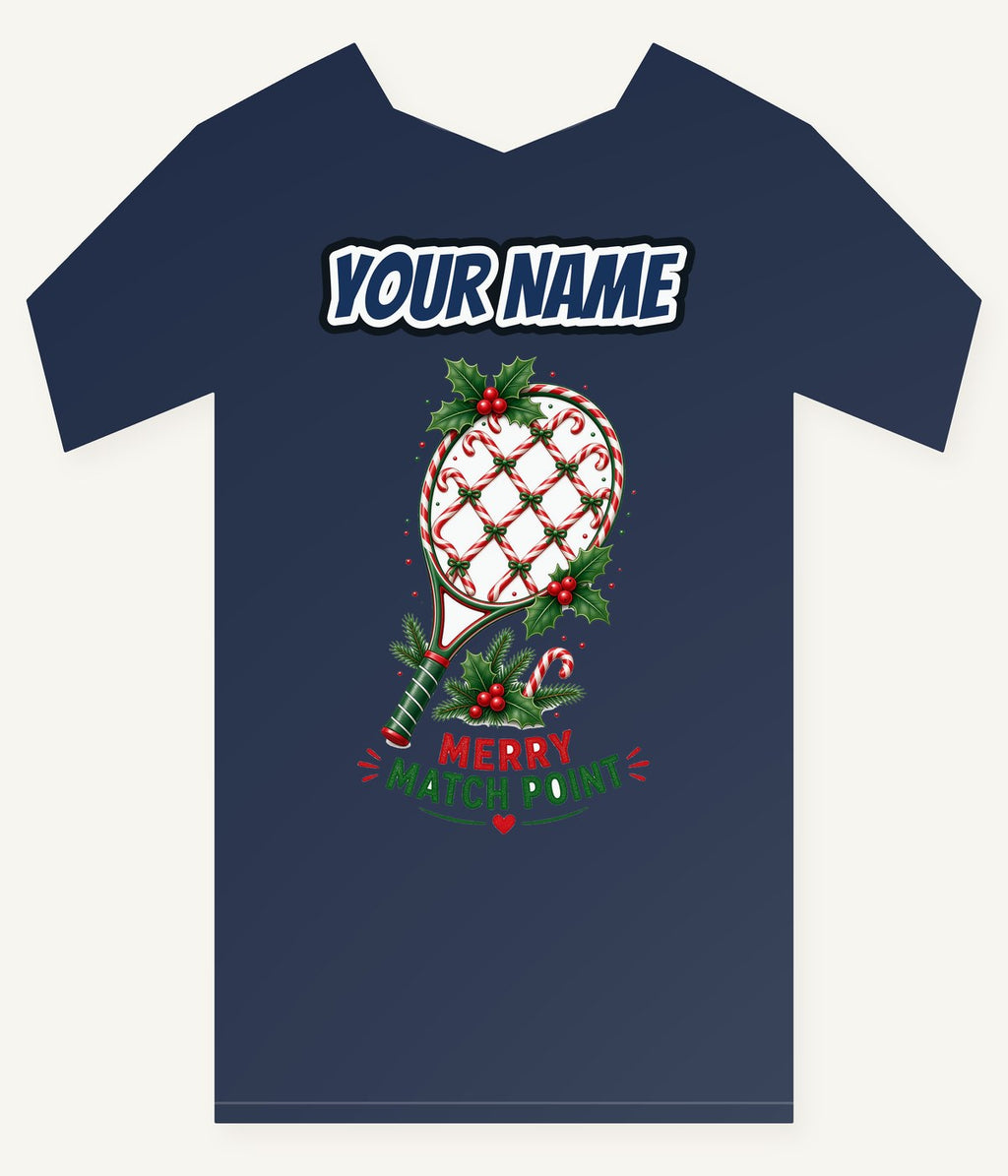 Merry Match Point Racquet Personalised Kids and Baby Christmas Tee