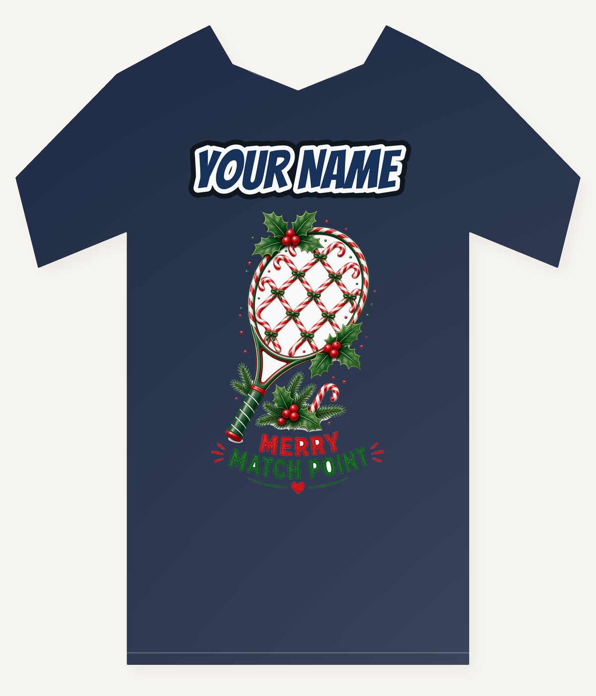 Merry Match Point Racquet Personalised Kids and Baby Christmas Tee