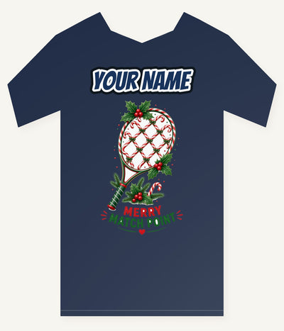 Merry Match Point Racquet Personalised Kids Tee and Baby Bodysuit