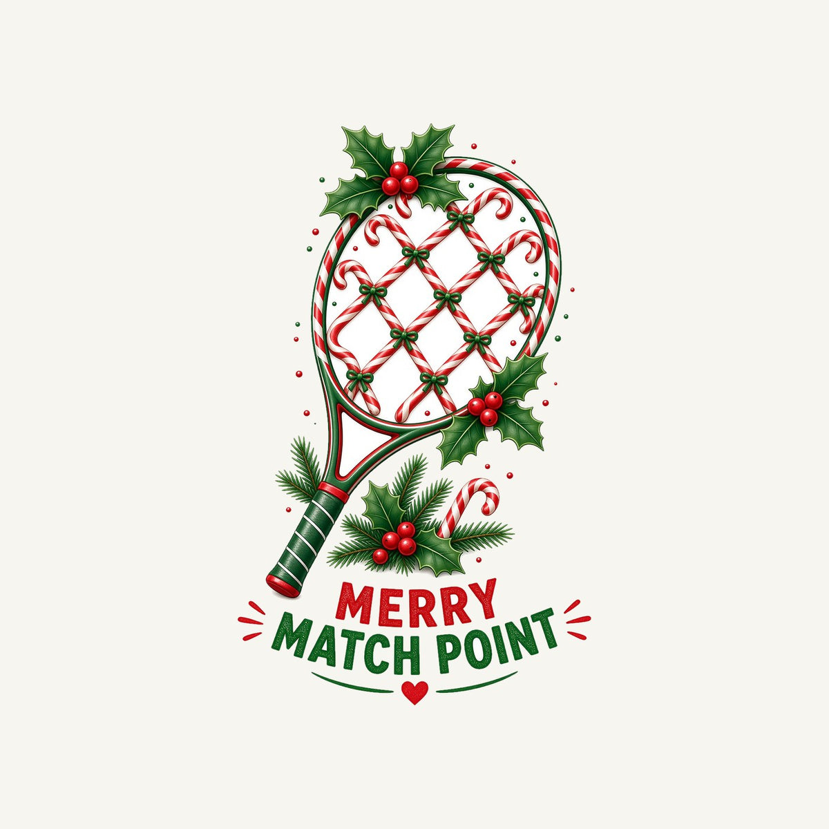 Merry Match Point Racquet Personalised Kids and Baby Christmas Tee