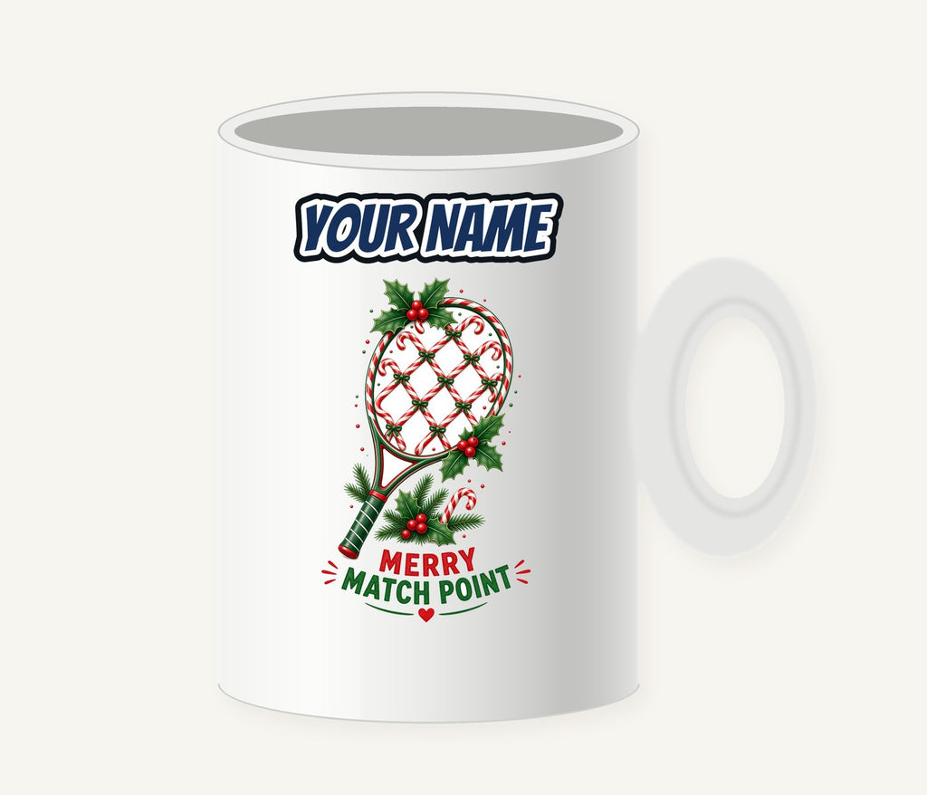 Merry Match Point Racquet Personalised Christmas Mug