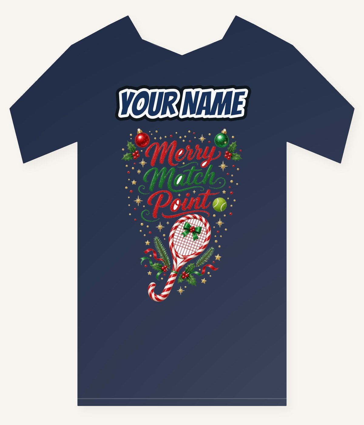 Merry Match Point Tennis Personalised Kids and Baby Christmas Tee