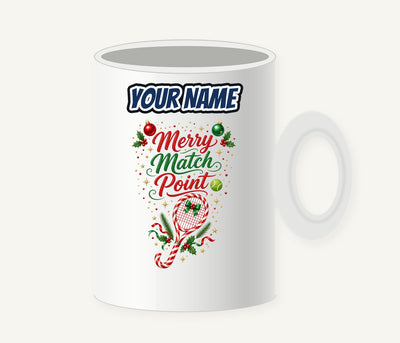 Merry Match Point Tennis Personalised Christmas Mug