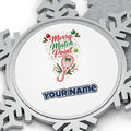 Merry Match Point Tennis Personalised Pewter Christmas Ornament
