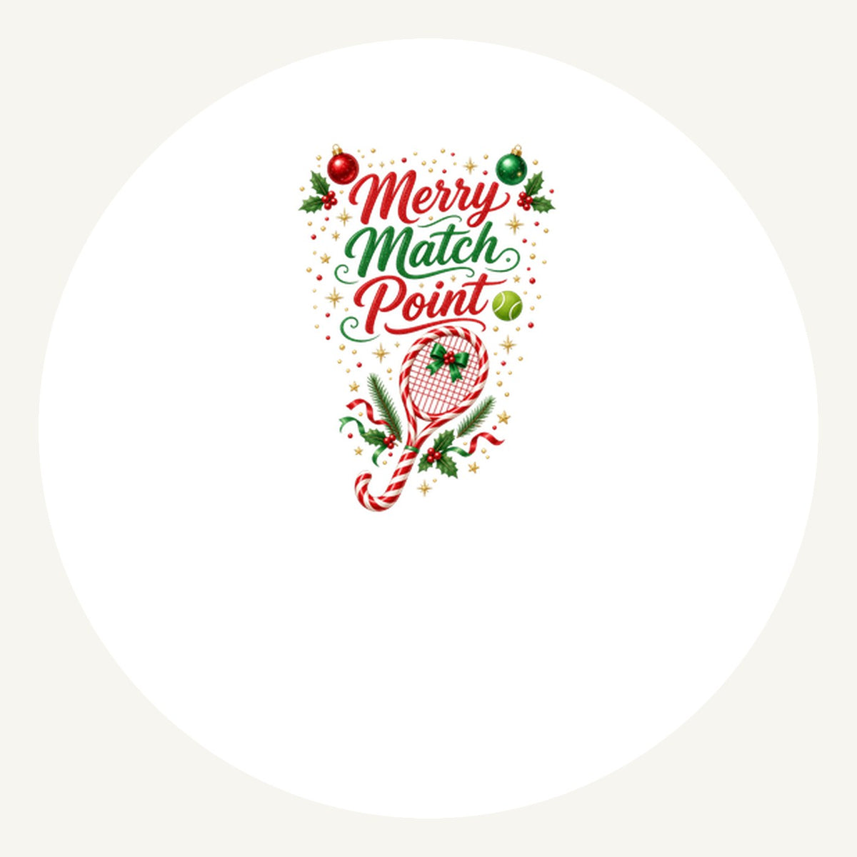 Merry Match Point Tennis Personalised Pewter Christmas Ornament