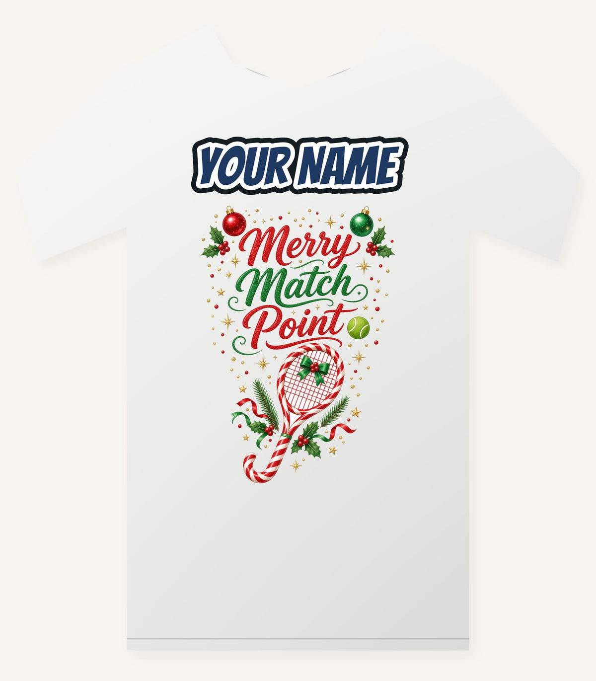 Merry Match Point Tennis Personalised Christmas T-Shirt and Hoodie