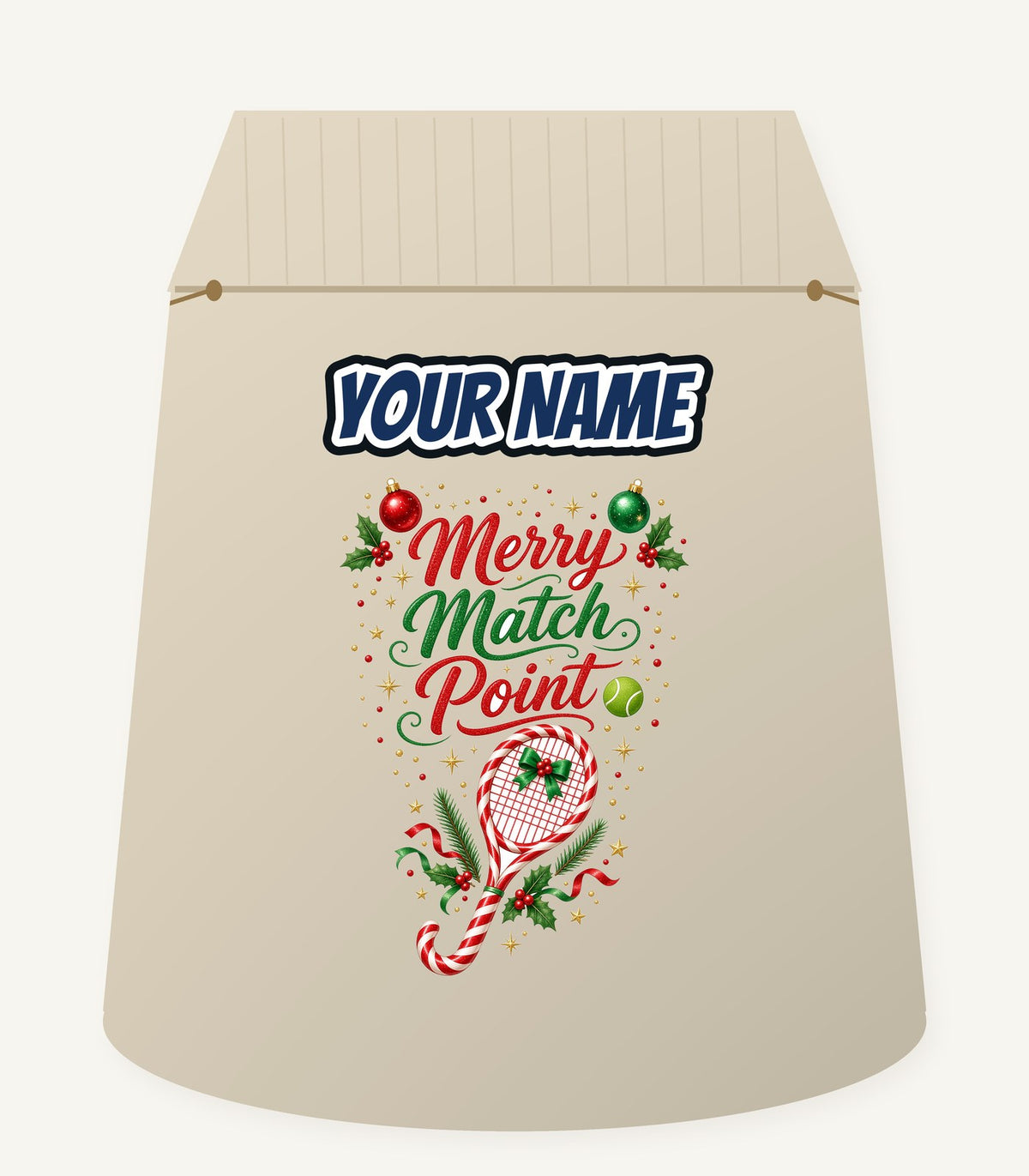 Merry Match Point Tennis Personalised Santa Sack