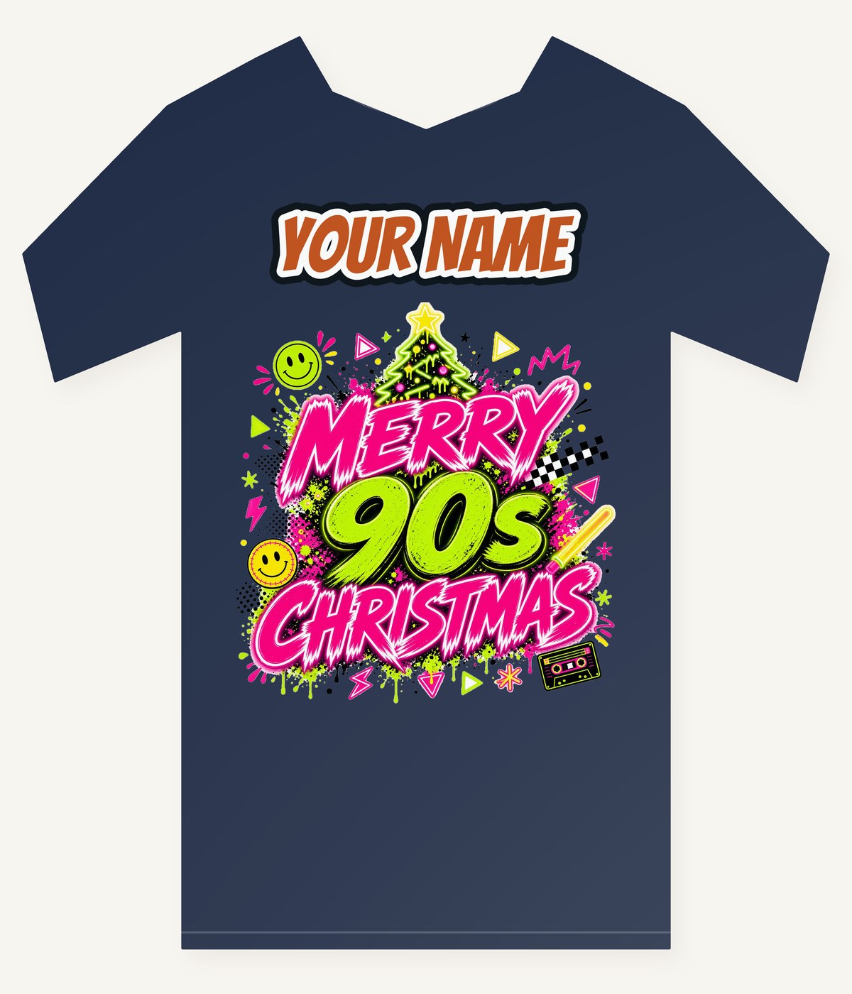 Merry Nineties Neon Christmas Personalised Kids and Baby Christmas Tee