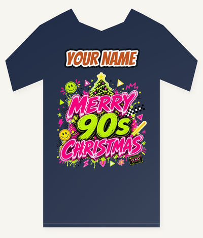 Merry Nineties Neon Christmas Personalised Kids and Baby Christmas Tee