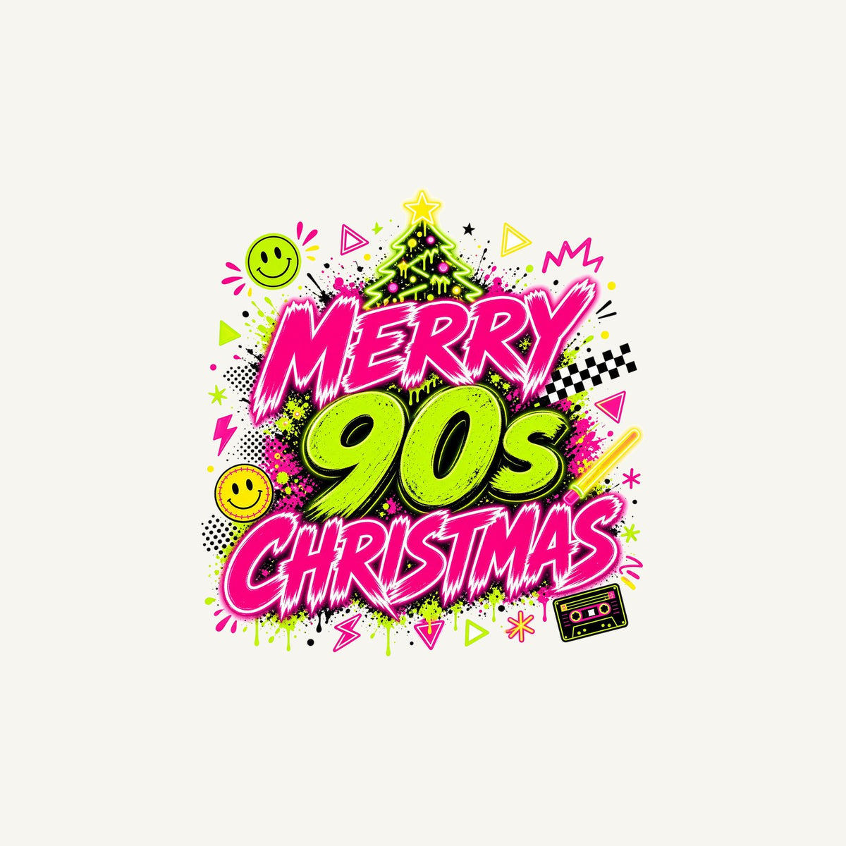 Merry Nineties Neon Christmas Personalised Christmas Mug