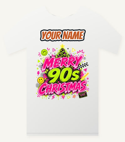 Merry Nineties Neon Christmas Personalised Christmas T-Shirt and Hoodie