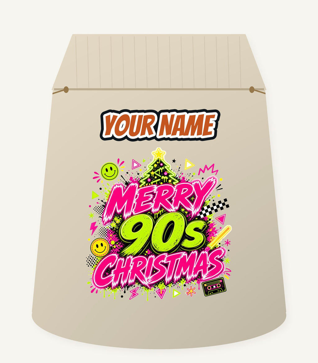 Merry Nineties Neon Christmas Personalised Santa Sack
