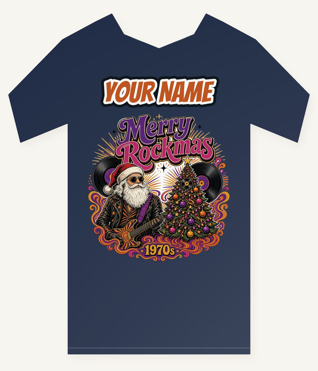 Merry Rockmas Guitar Santa Personalised Kids and Baby Christmas Tee