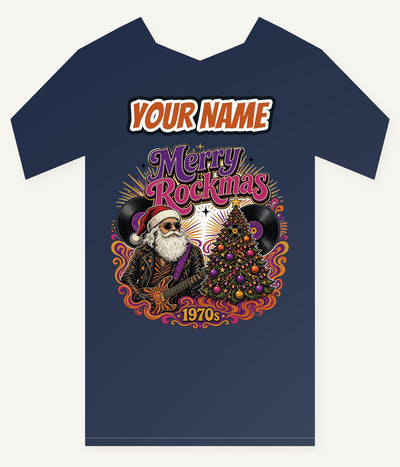 Merry Rockmas Guitar Santa Personalised Kids and Baby Christmas Tee