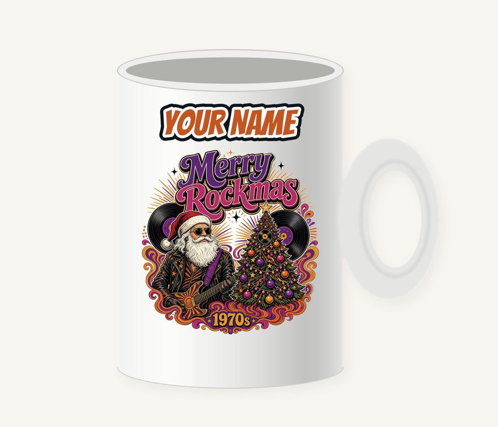Merry Rockmas Guitar Santa Personalised Christmas Mug
