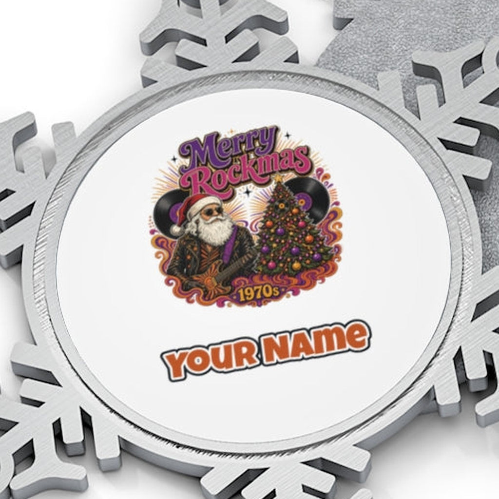 Merry Rockmas Guitar Santa Personalised Pewter Christmas Ornament