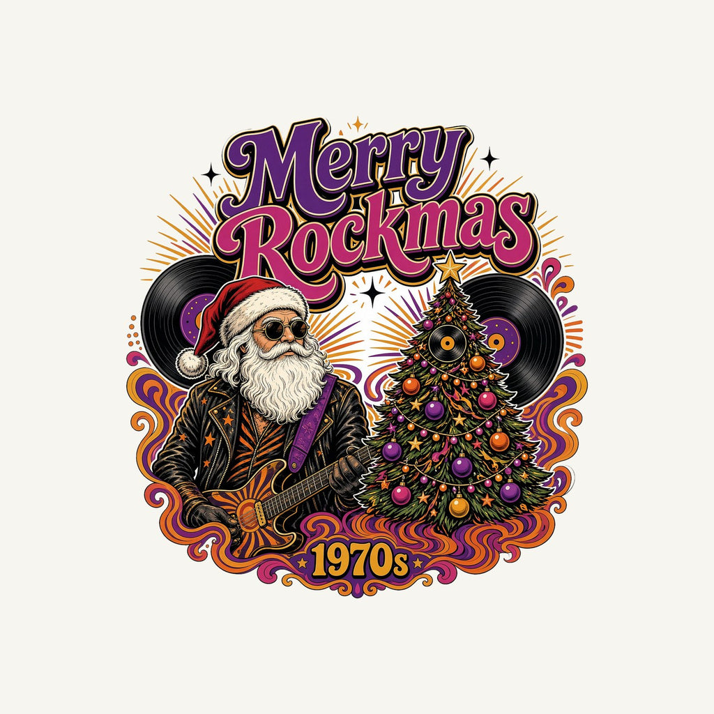 Merry Rockmas Guitar Santa Personalised Christmas T-Shirt and Hoodie