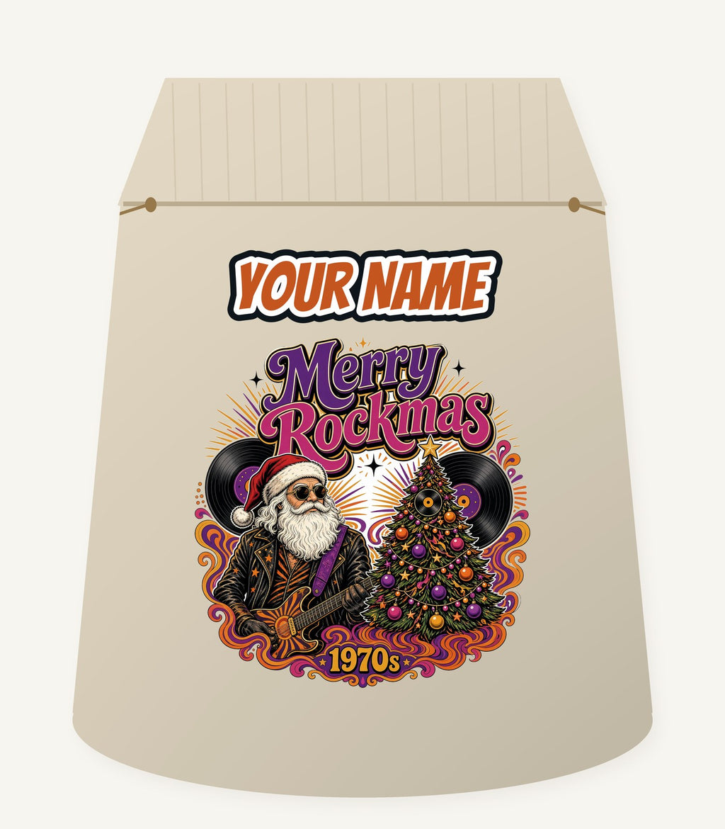 Merry Rockmas Guitar Santa Personalised Santa Sack